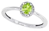 0.39Ct Oval Peridot Ring with Diamonds in 14Kt White Gold