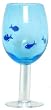 Hand Blown Glass Blue Fish Goblet Glass 8.5"H Set of Four