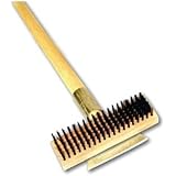 Thunder Group Heavy Duty Wire Brush with Scraper and Long Wood Handle, 27-Inch