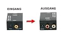 Digital Toslink / SPDIF zu Analog stereo 2xRCA Audio Konverter - Audio Konverter Digital (Toslink und Koaxial) zu Analog (Cinch) - Digital Analog Wandler Audiowandler