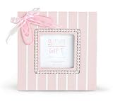 Ballerina Slippers Picture Frame Wooden Pink & White Striped