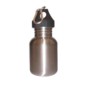Silver 12oz Wide Mouth Stainless Steel Reusable Water Bottle w/ Hiking Clip