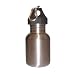Silver 12oz Wide Mouth Stainless Steel Reusable Water Bottle w/ Hiking Clip