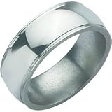 Titanium Grooved Beaded 8mm Ring
