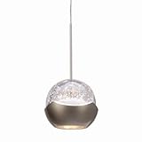 WAC Lighting MP-LED311-BN/BN Genesis Collection 1-Light LED Monopoint Pendant, Brushed Nickel with Bubble Glass Shade