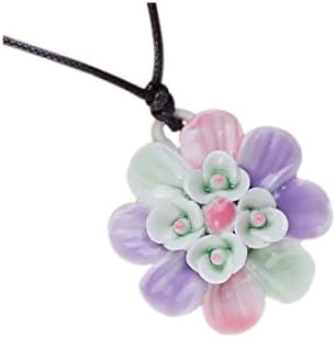 Easting Women Lady Ceramic Statement Necklace Jewelry Decoration Colourful Flower Pendant