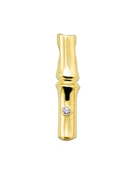 Mikel Golden Bamboo Pendant with Diamond in 14K Yellow Gold - Large