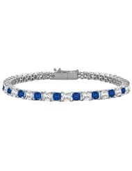 Sapphire and Diamond Tennis Bracelet with 5.00 CT TGW on 14K White Gold