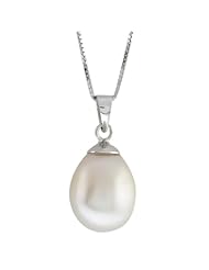 Sterling Silver Single Large White 12X15mm Rice Tear Drop Freshwater Pearl 18