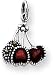 Marcasite Enameled Cherries/Cherry Charm, Sterling Silver