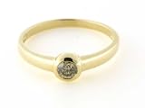 14k Yellow Gold Bezel-Set Champagne Diamond Solitaire Ring (1/4 ct), Size 7