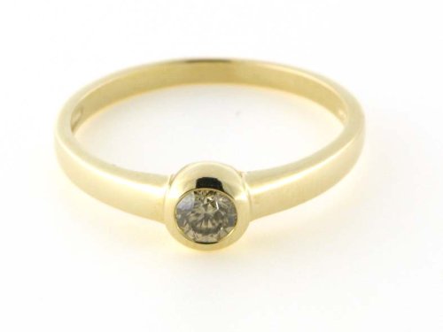 14k Yellow Gold Bezel-Set Champagne Diamond Solitaire Ring (1/4 ct), Size 7