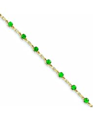 Genuine 14K Yellow Gold Diamond And Emerald Bracelet 4 Grams Of Gold 100% Satisfaction Guaranteed.