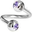 Swarovski Tanzanite Double Gem Spiral Twister Belly Ring
