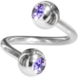 Swarovski Tanzanite Double Gem Spiral Twister Belly Ring