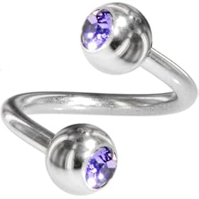 Austrian Crystal Tanzanite DOUBLE GEM Spiral Twister Belly Ring