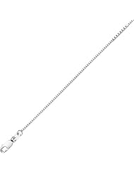 18K Solid White Gold Box Chain Necklace 16" inch 0.6mm
