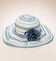 Per Una Floral Corsage Striped Hat