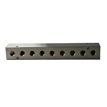 Polyconn PCM10-125-09NP Nickel Plated Aluminum Manifold, 1/4" NPT Female x 1/8" NPT Female, 9 Stations