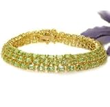 Gold GENUINE PERIDOT tennis bracelet