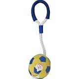 PLUSH SOCCER BALL W/ROPE HANDLE