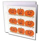 CherylsArt Holidays Halloween - Nine Happy Pumpkins sitting in Straw - Greeting Cards-12 Greeting Cards with envelopes