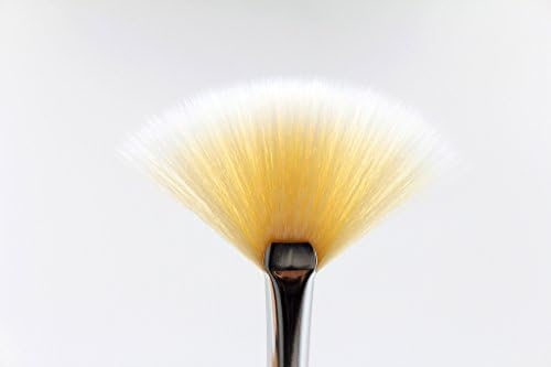 EIEGANT BEAUTY Fan Makeup brush, Highlighting, Micro Crystal Fibers, Silver Color Painted Handle with Shimmering Powder