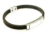 Jet Black Titanium Sport Stainless Steel Unisex Silicon Bracelet Tourmaline with Fully Adjustable Custom Fit Silicone Band / Baseball Softball Sports Bracelet Promotes Energy Emits Negative Ion and Anion Charge Stainless Steel Panel Comfortable Fit