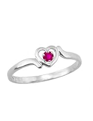 14K White Gold Teens Genuine July Birthstone Ring - Ruby