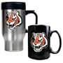 Cincinnati Bengals Stainless Steel Travel Mug and Black Ceramic Mug Set