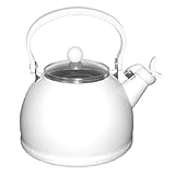 Calypso Basics 2.2-Quart Whistling Teakettle with Glass Lid, White