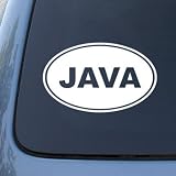 JAVA EURO OVAL - Coffee Programming Coding - Vinyl Car Decal Sticker #1719 | Vinyl Color: White