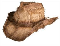 Frayed Patch Raffia Straw Western Hat