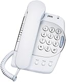 jWIN JTP330WHT Big Button Corded Phone with Flashing Ringer Light, Music on Hold (White)
