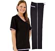 Womens Scrub Set - Contrast Trim Top & Pant