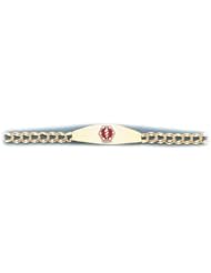 14K Yellow Gold Medical Alert ID Link Chain Bracelet - Length 7 Inch