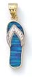 14k Two-Tone Diamond-Cut Blue Opal Flip-Flop Pendant - JewelryWeb