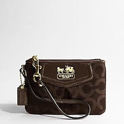 Coach Madison Op Art Signature Wristlet Bag Case for IPOD 43262 Brown