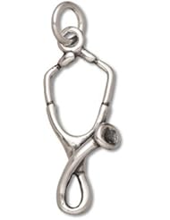 Sterling Silver 18" .8mm Wide Box Chain Necklace With 3D Stethoscope Pendant