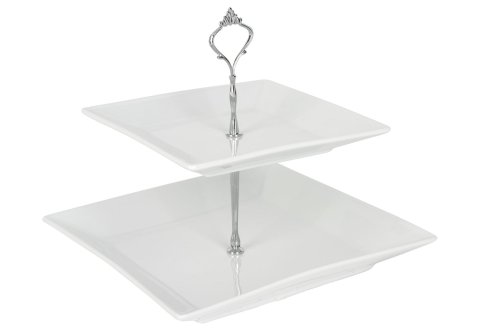 Ethos Square Cake Stand, 2 Levels, White