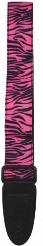 Master Strap Guitar Strap - Zebra, Pink - Black Leather Ends with Built In Pick Pocket