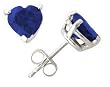 All-Natural Genuine 4 mm, Heart Shape Sapphire earrings set in 14k White Gold