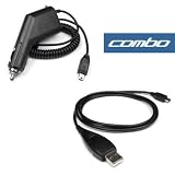 2 Pieces Value Combo of Motorola Krzr k1m MPX-200, C650, V180, V188, V220, PEBL U6, V360, V323, V325, RAZR V3, RAZR V3c, SLVR L7, L6, V190, L2, Q, RAZR V3m, V195, RAZR V3i USB Data Cable + Vehicle Power Charger with IC Chip