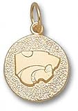 Kansas State Wildcats Solid 10K Gold Powercat Disk Pendant