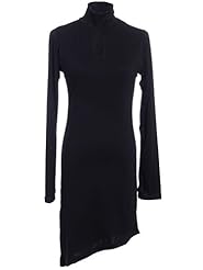 Asymmetric Cutout Long Sleeves High-Neck Turtleneck  Dress