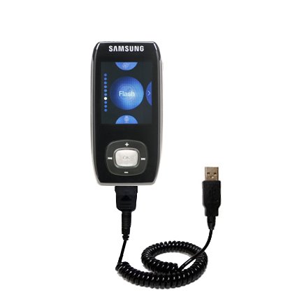 Coiled Power Hot Sync and Charge USB Data Cable w/ Tip Exchange for the Samsung Yepp YP-T9 1GB - Gomadic Brand