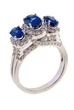 14K White Gold Created Sapphire and Diamond Ring
