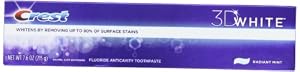 Crest 3d White Toothpaste, Radiant Mint, 7.6 Ounce (Pack of 4) (Packaging may vary)