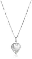 Sterling Silver Children's Petite Embossed Heart Locket Pendant Necklace , 15"