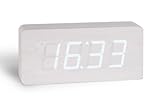 IMAGE OF New White Wooden LED Digital Desk Alarm Clock Displaying Time Temperature Date Sound Control